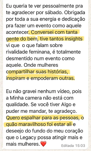 Depoimento de participante do Congresso das Virtudes