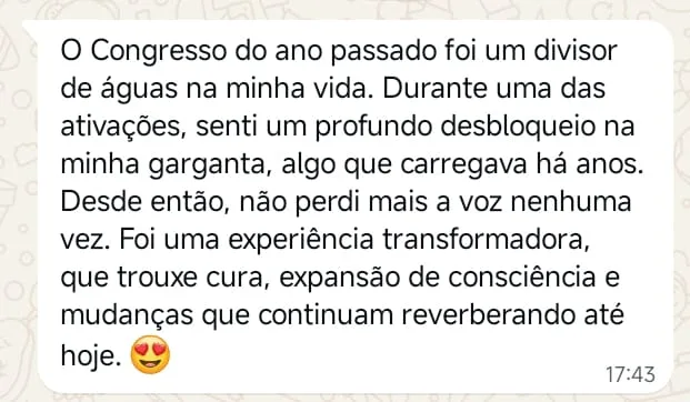 Depoimento de participante do Congresso das Virtudes